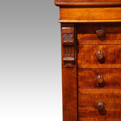 Victorian mahogany Wellington chest carving