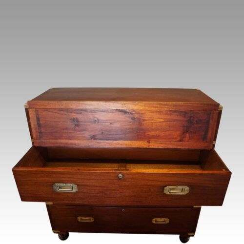 Victorian mahogany campaign chest compartment