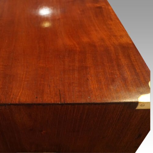 Victorian mahogany campaign chest top detail
