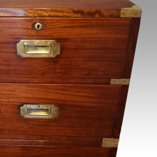 Victorian mahogany campaign chest top drawer