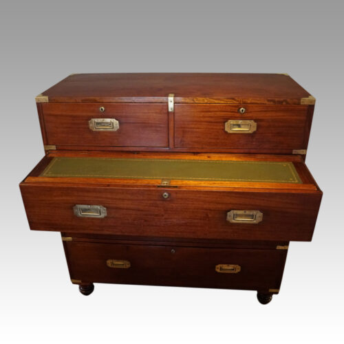 Victorian mahogany campaign chest writing surface