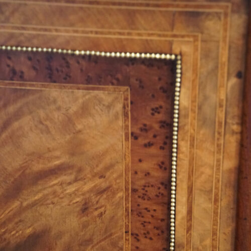 Victorian walnut credenza porcelain plaques amboyna