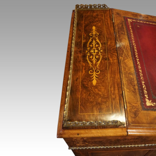 Victorian walnut inlaid Davenport gallery