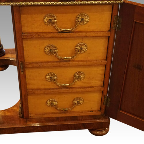 Victorian walnut inlaid Davenport interior drawers