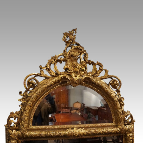 19thc. gilt arch top mirror demi glass