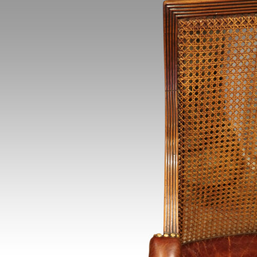 19thc. mahogany library chair arm