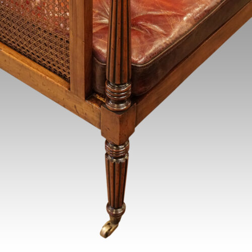 19thc. mahogany library chair front leg