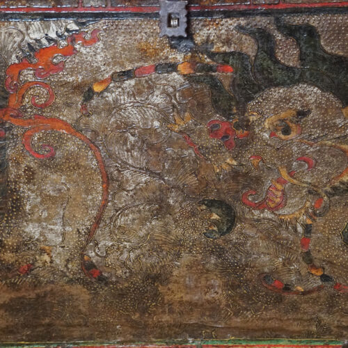 Antique Tibetan chest detail