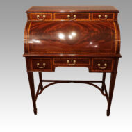 Edwardian inlaid mahogany cylinder desk
