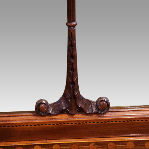 Edwardian inlaid mahogany display cabinet carving bottom of door
