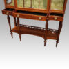 Edwardian inlaid mahogany display cabinet drawers open