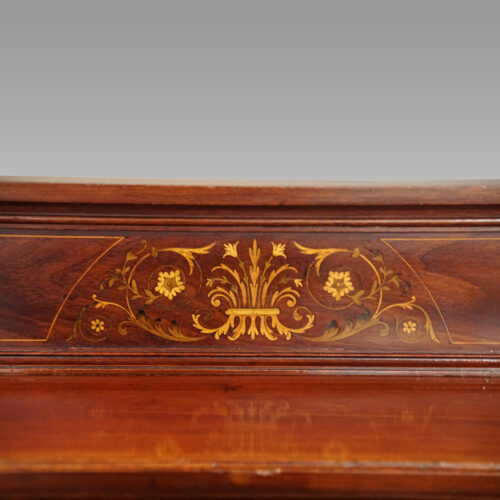 Edwardian inlaid open bookcase back rail