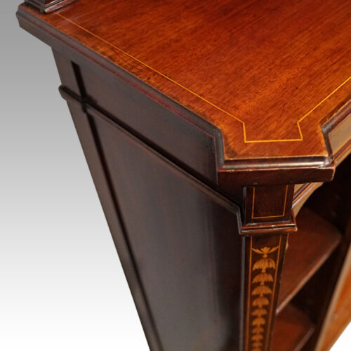 Edwardian inlaid open bookcase corner