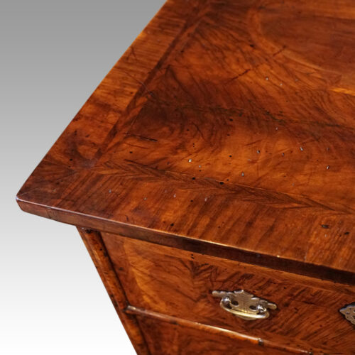George I walnut chest top corner