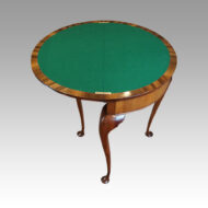 George V walnut demi lune cardtable baize
