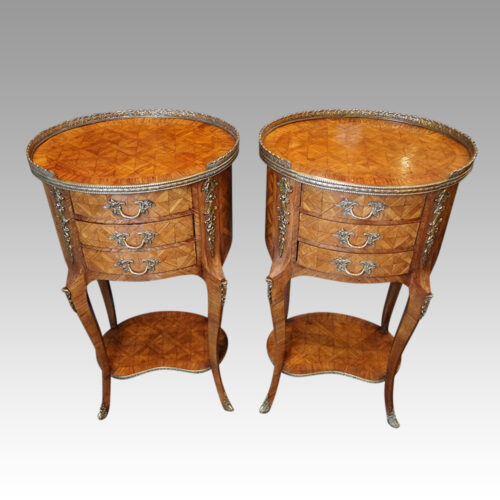 Pair of Antique oval parquetry side tables