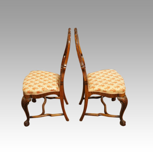 Pair of walnut side chairs manner of Daniel Marot side