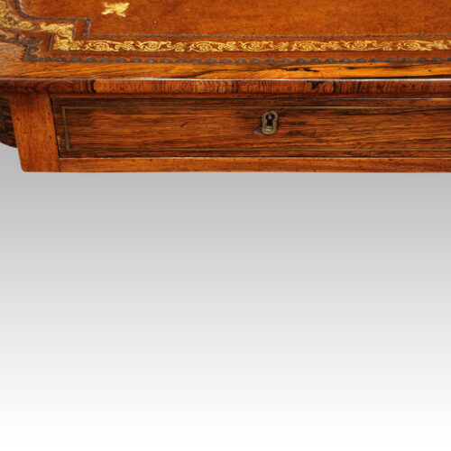 Regency rosewood writing table drawer front