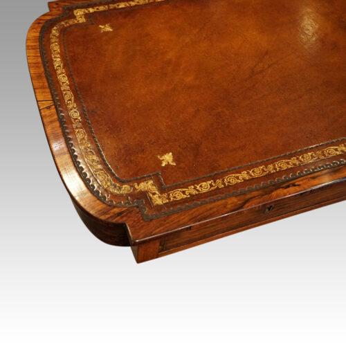 Regency rosewood writing table shaped corner