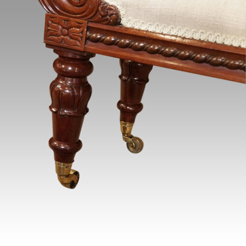 William IV mahogany window seat leg view