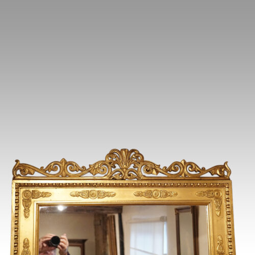 19thc gilt full length mirror crest