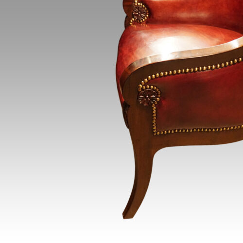 19thc. mahogany library chair front leg