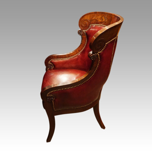 19thc. mahogany library chair side