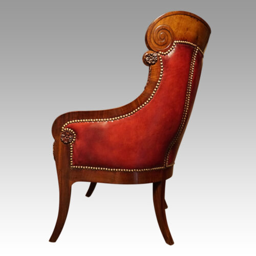 19thc. mahogany library chair side panel
