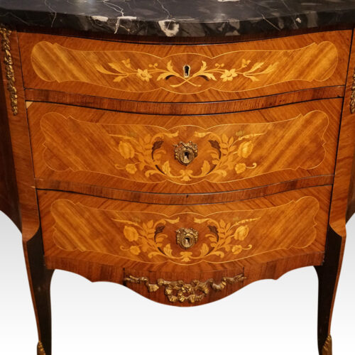 Continental marquetry concave chest drawers