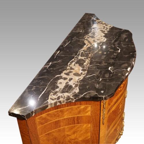 Continental marquetry concave chest marble top