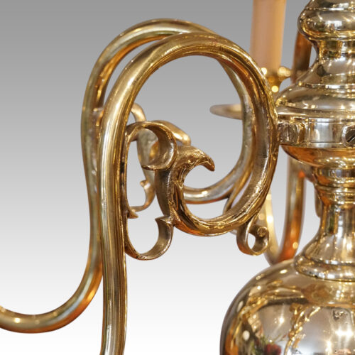 Dutch brass chandelier 6 arms arm