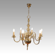 Dutch brass chandelier 6 arms side