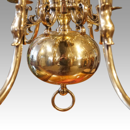 Dutch brass chandelier ball detail