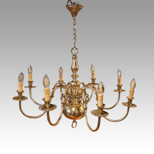 Dutch brass chandelier lights off