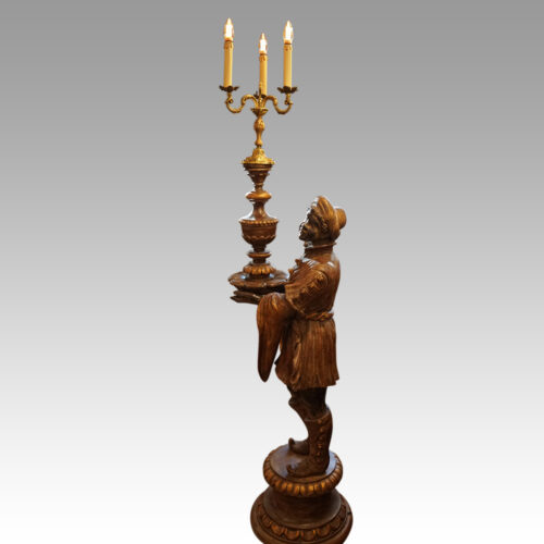 Large pair of blackamoor Walnut candelabra side