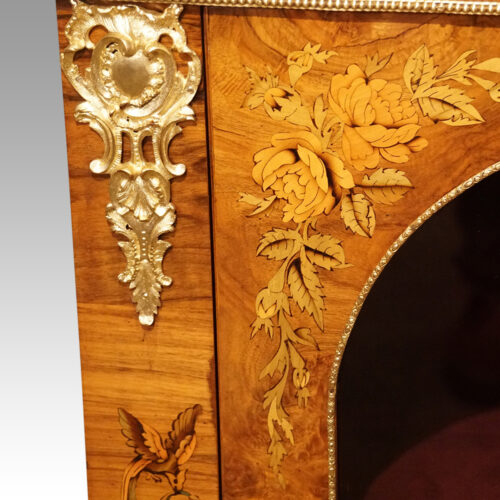Pair of Victorian marquetry walnut pier cabinets door