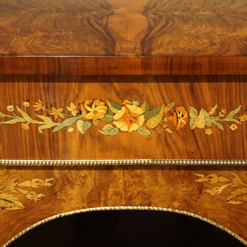 Pair of Victorian marquetry walnut pier cabinets inlays border