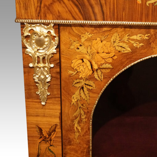 Pair of Victorian marquetry walnut pier cabinets mount