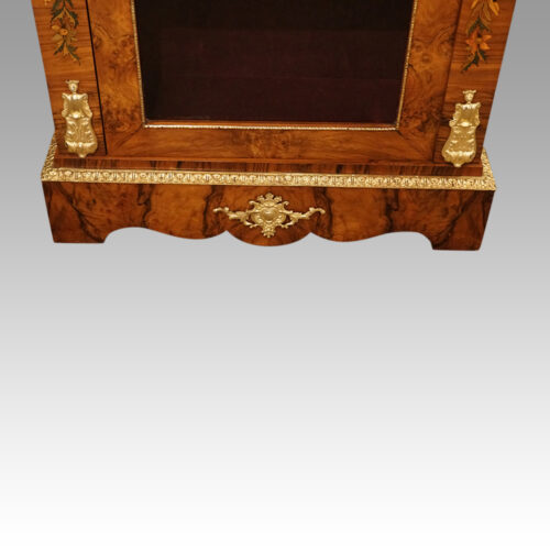 Pair of Victorian marquetry walnut pier cabinets plinth