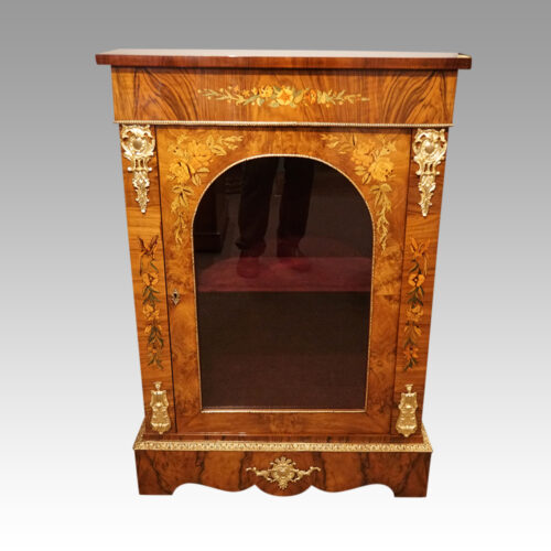 Pair of Victorian marquetry walnut pier cabinets single
