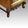 Pair of leather William and Mary wing chairs leg detail