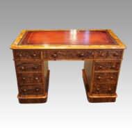 Victorian burr walnut pedestal desk