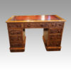 Victorian burr walnut pedestal desk front