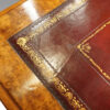 Victorian burr walnut pedestal desk leather detail