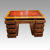 Victorian burr walnut pedestal desk open drawers
