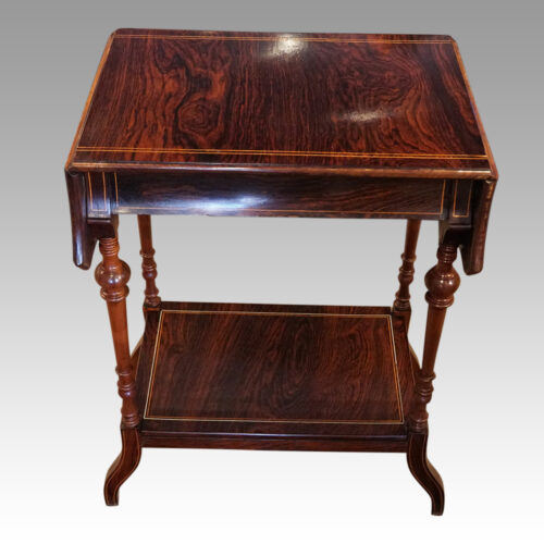 Victorian inlaid rosewood side-table flaps down