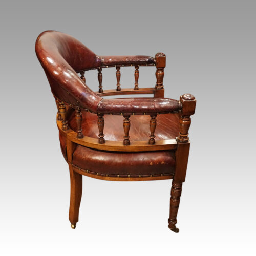 Victorian leather desk chair side