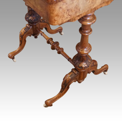 Victorian walnut work table angle
