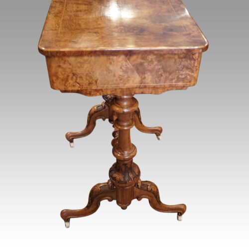 Victorian walnut work table end view