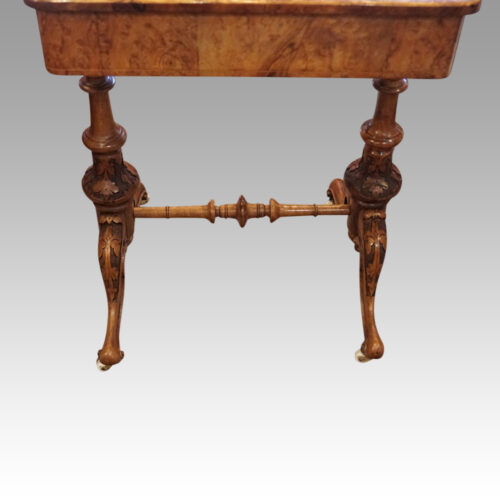Victorian walnut work table rear